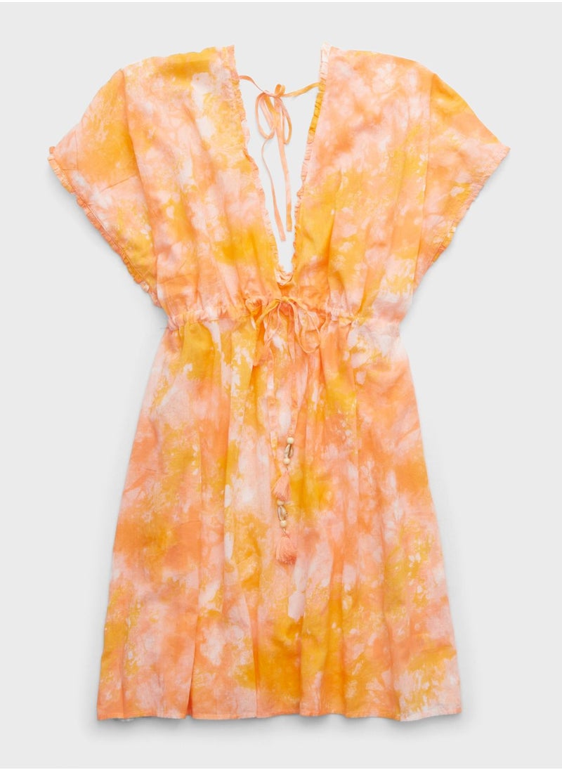 Aerie Plunge Neck Tie Detail Dress  - Image 1