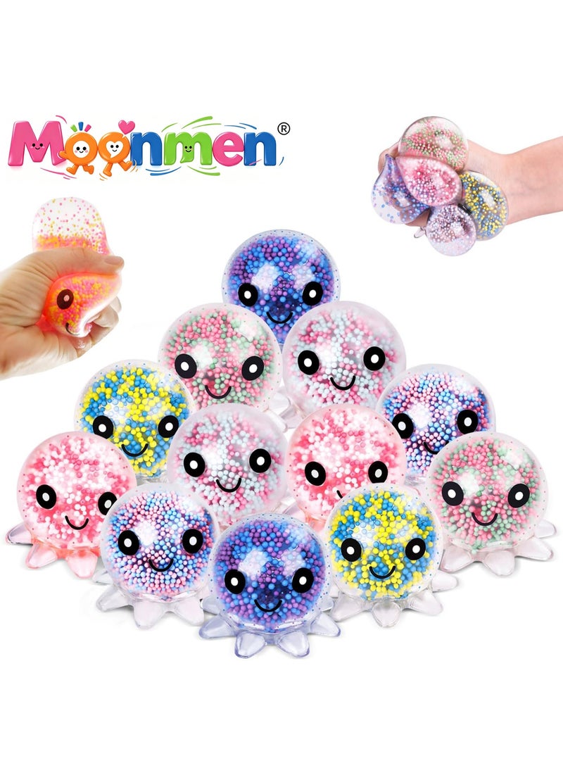 Moonmen 12 Pack Octopus Fidget Stress Balls Squishy Toys, Cute Octopus Stress Relief Stress Ball, Bulk Squishy Squeeze Ball Set and Birthday Party Favors - Image 1