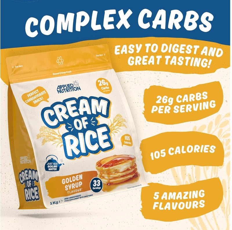 Applied Nutrition Cream of Rice 1kg Golden Syrup  Flavour High-Quality Carbohydrate Supplement for Energy & Recovery, Gluten-Free - Image 3