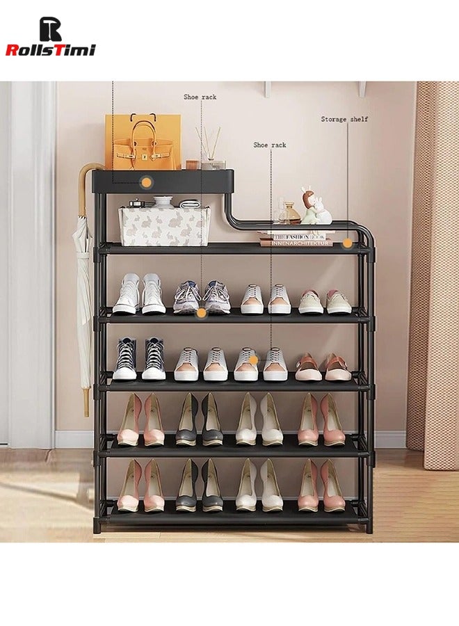 رولستيمي 6 الطبقة تخزين مربع الأحذية المنظمون ل مدخل حذاء مجلس الوزراء الأسود 95*22*80 سم - Image 5