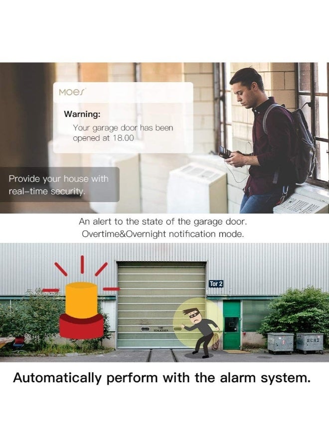 MOES WiFi Smart Garage Door Controller Opener Smart Life/Tuya APP Remote Compatible With Alexa Echo Google Home No Hub Require - Image 4
