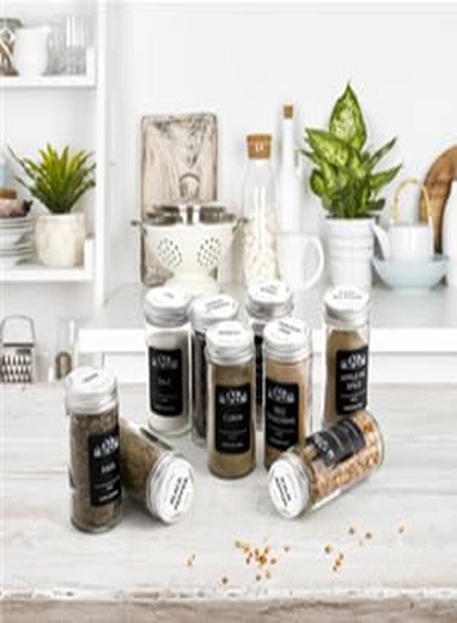 تيبري مجموعة تيبيري المكونة من 30 عبوة من زجاجات ومرطبانات توابل دائرية بأغطية فضية، عبوات زجاجية فارغة سعة 3 أونصات، تتضمن أغطية للرش، وقمعًا عريضًا، وملصقات، وفرشاة تنظيف. - Image 5