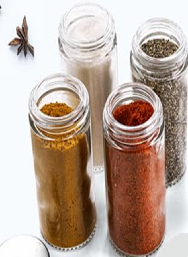 تيبري مجموعة تيبيري المكونة من 30 عبوة من زجاجات ومرطبانات توابل دائرية بأغطية فضية، عبوات زجاجية فارغة سعة 3 أونصات، تتضمن أغطية للرش، وقمعًا عريضًا، وملصقات، وفرشاة تنظيف. - Image 4