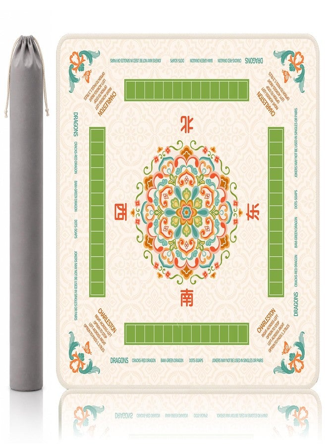 Morigins Mahjong Mat with Rules, Charleston & Tile Placement Guides - 33"x33" Professional American Mahjong Pad, Tang Dynasty Treasure Flower - Image 1