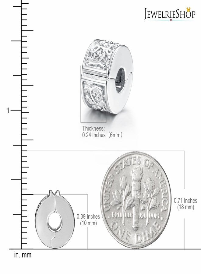 JewelrieShop Clip Spacer Charm for Bracelet Clip Lock Stopper Bead Spacer European Openable Bead (#09S, 2pcs) - Image 3