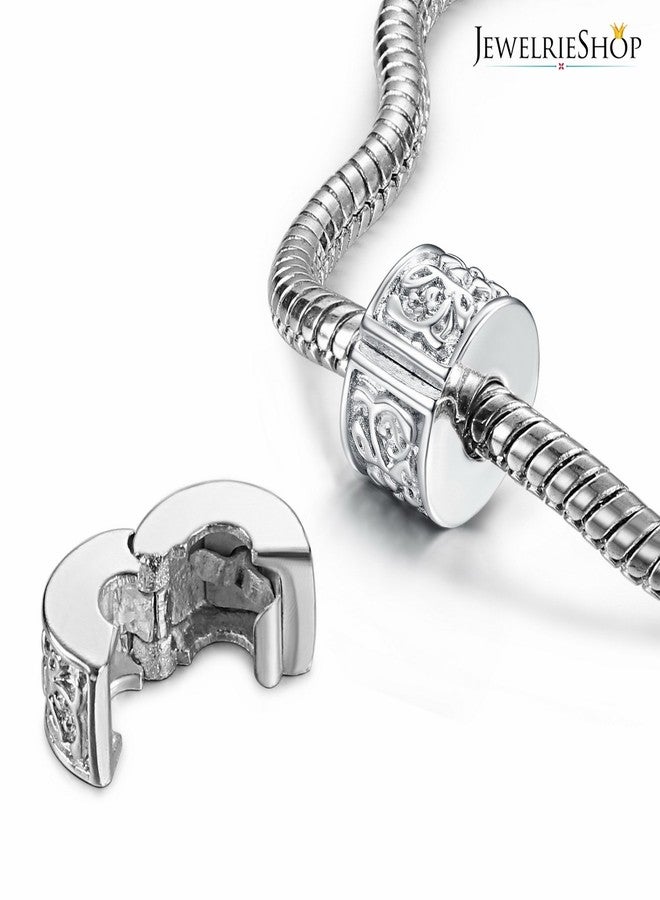 JewelrieShop Clip Spacer Charm for Bracelet Clip Lock Stopper Bead Spacer European Openable Bead (#09S, 2pcs) - Image 2