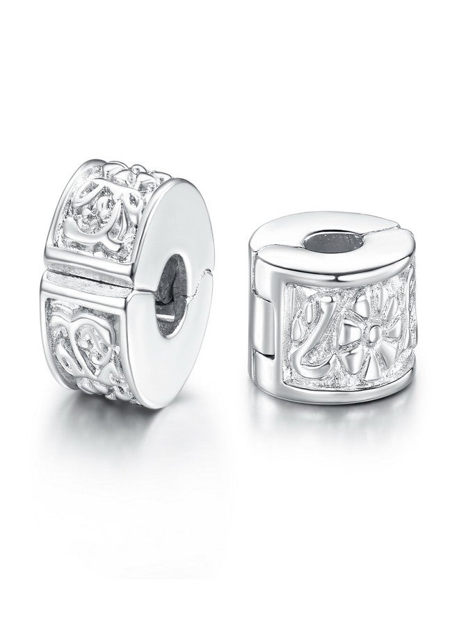 JewelrieShop Clip Spacer Charm for Bracelet Clip Lock Stopper Bead Spacer European Openable Bead (#09S, 2pcs) - Image 1