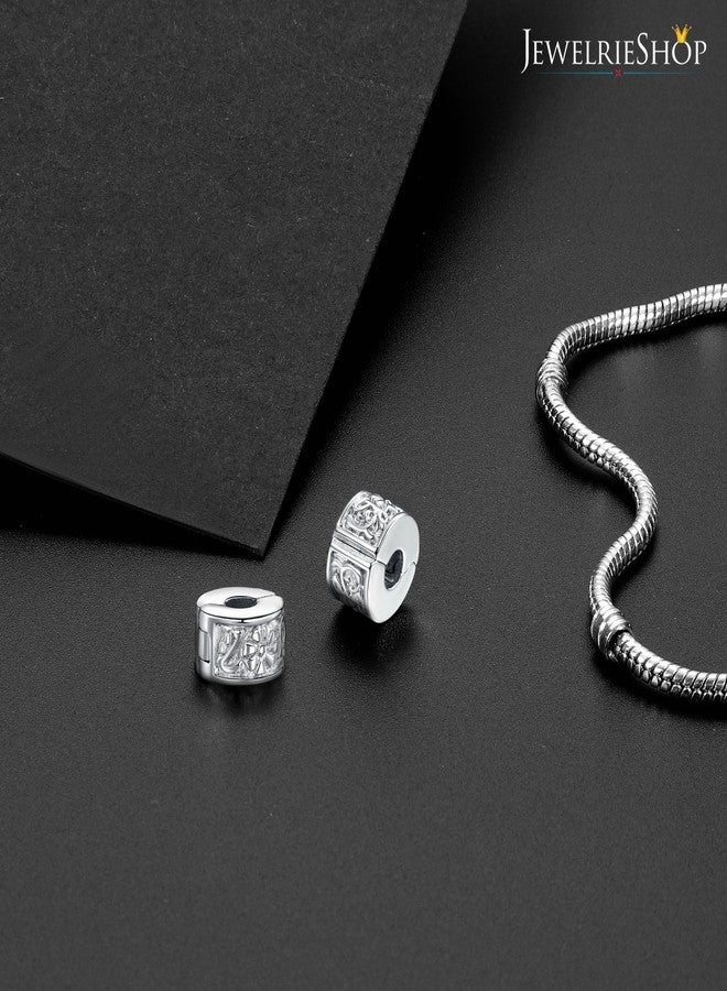JewelrieShop Clip Spacer Charm for Bracelet Clip Lock Stopper Bead Spacer European Openable Bead (#09S, 2pcs) - Image 5