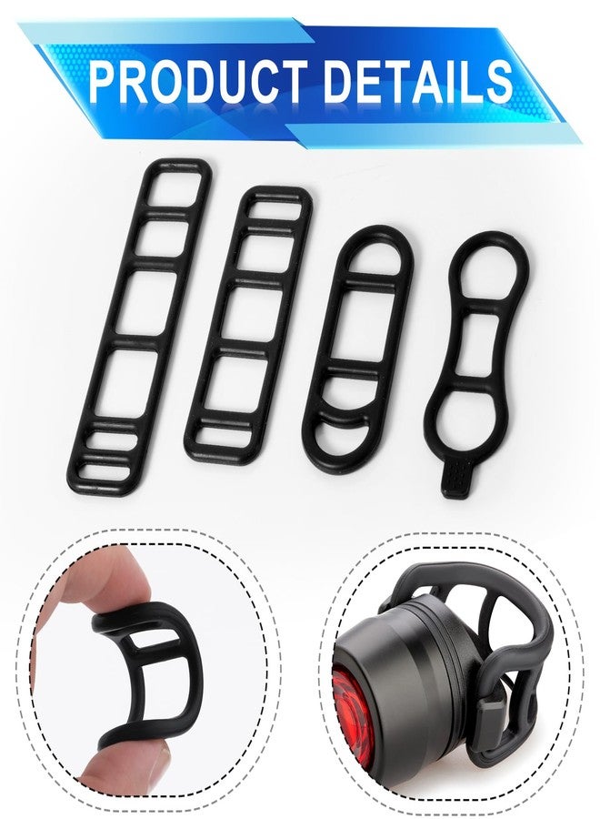 XIHIRCD مجموعة XIHIRCD من 20 قطعة من أحزمة السيليكون لإضاءة الدراجات، 4 أنماط من أحزمة مطاطية مرنة للدراجات، حامل سيليكون مرن للمصابيح اليدوية والهواتف المحمولة ومكبرات الصوت مع مشابك على شكل حرف S لمجموعات إضاءة الدراجات ومقود الدراجة - Image 4