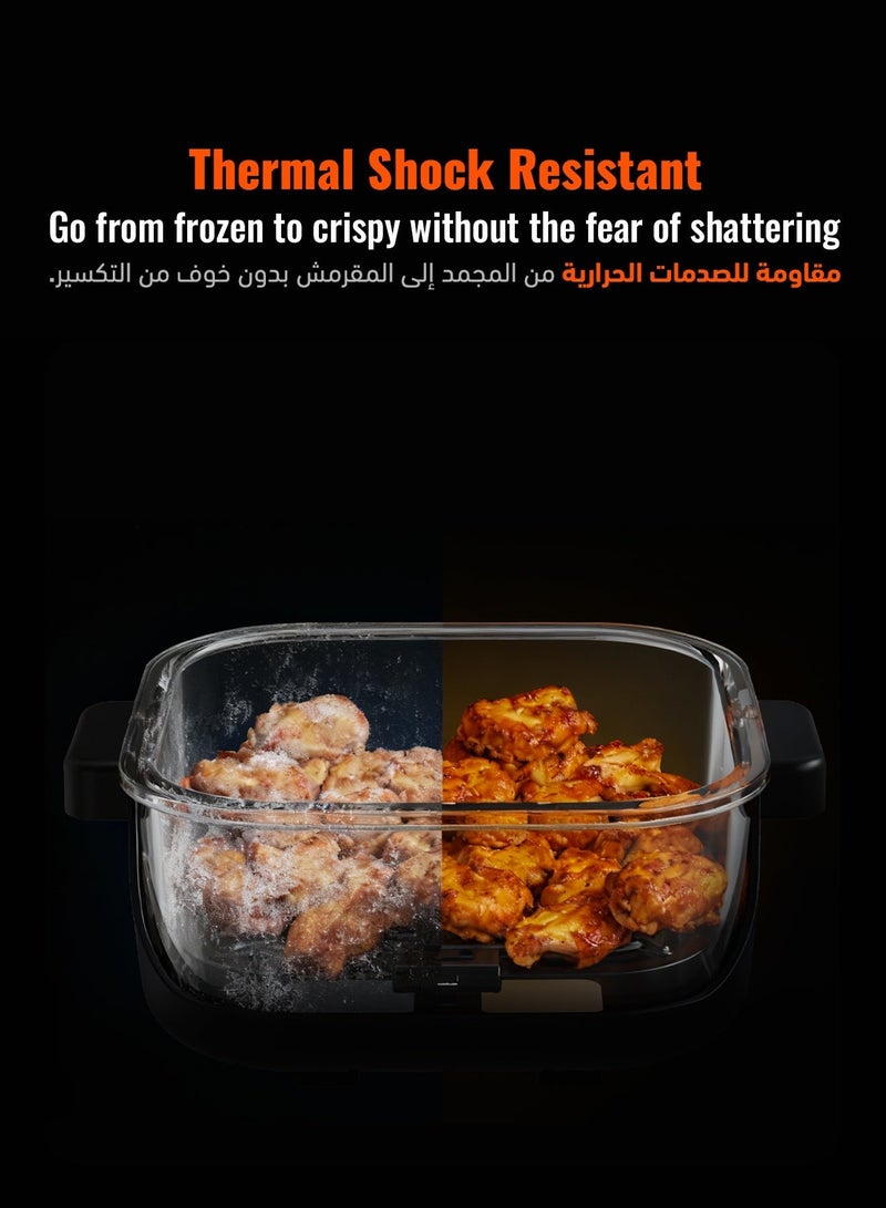 بورودو قلاية هوائية رقمية 4 في 1 بتقنية الهواء السريع مع تسخين مزدوج، سعة كبيرة 11 لتر، قوة 1500 واط، مؤقت 12 ساعة، صينية قلي غير لاصقة، إيقاف تلقائي، شاشة لمس LED، 12 إعداد مسبق، تحمير، وشواء هوائي - أسود - Image 5