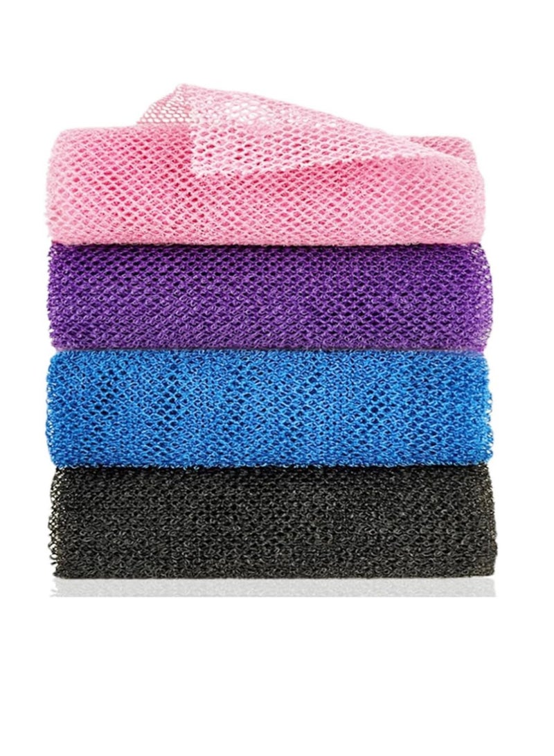 ECVV ECVV 4PCS African Net Sponges, Nylon Net Bath Sponge Exfoliating Towels for Bath, Shower Body Scrubber Back Scrubber Skin Smoothers for Daily Use, 65cm - Image 1