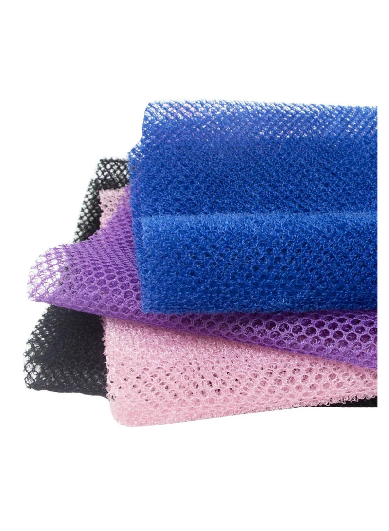ECVV ECVV 4PCS African Net Sponges, Nylon Net Bath Sponge Exfoliating Towels for Bath, Shower Body Scrubber Back Scrubber Skin Smoothers for Daily Use, 65cm - Image 2