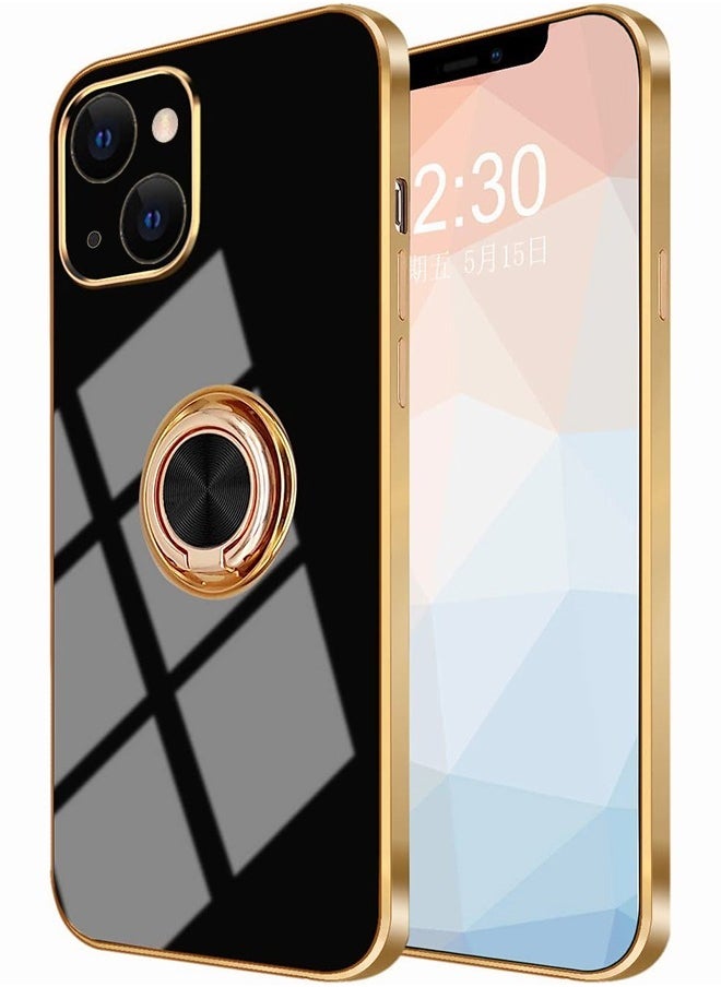 Motim Case for iPhone 14 Plus with Ring Holder and Kickstand, Plated Soft TPU Cover, Slim Shockproof Protective Phone Case  - Image 1