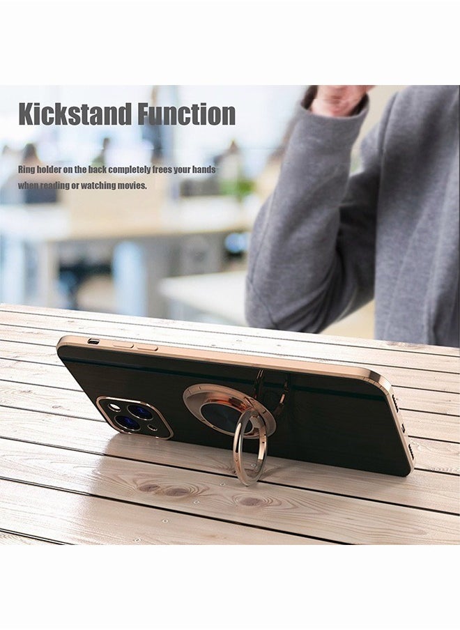 Motim Case for iPhone 14 Plus with Ring Holder and Kickstand, Plated Soft TPU Cover, Slim Shockproof Protective Phone Case  - Image 4