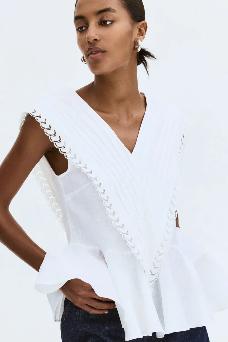 H&M Linen-blend peplum top