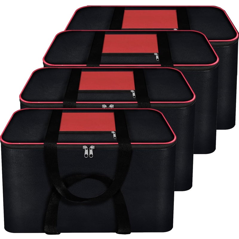 RENVA 4 PCS Underbed Storage Bags Foldable Clothes Bag Large Capacity Storage Containers with Clear Window Reinforced Handles Organizer for Comforters Blankets Bedding Retro 4 count - Image 1