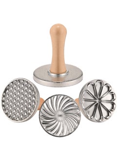 Bluejw Cookie Stamps Set of 3, Metal Cookie Press Cutter Mold with Wooden Handle, Cookie Decorating Supplies for DIY Baking, Cake, Pastry, Gift Package  - Image 1