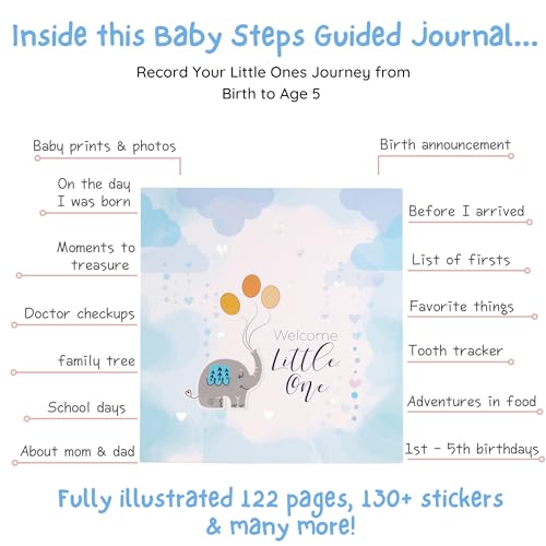Doodle Baby Journal Set to Record Your Little One's Journey from Birth to Age 5 | Record Baby's Birth Story | Store Memories | Storage for photos and Documents (Little Wonder) - Image 3