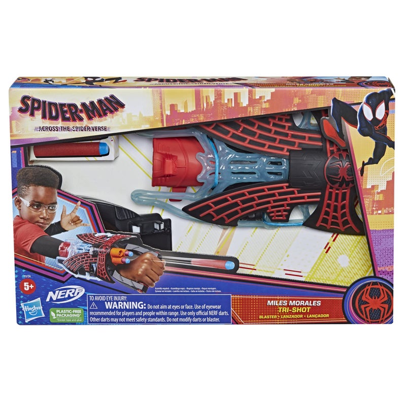 سبايدر مان Marvel Spider-Man: عبر Miles Miles Miles Morales Morales Tri-shot nerf blaster مع 3 Darts Spider-Man Toys Super Hero Toys للأولاد والبنات البالغ من العمر 5 سنوات ولل - Image 2