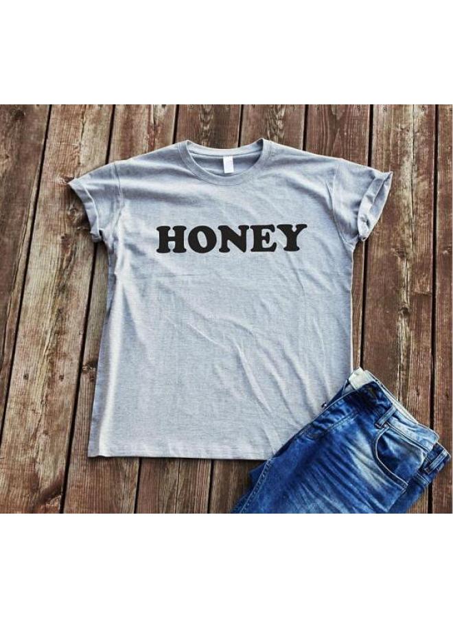 VUELO Explosions European And American Fashion Leisure Letter Honey Printed Short Sleeve T-shirt Spot 