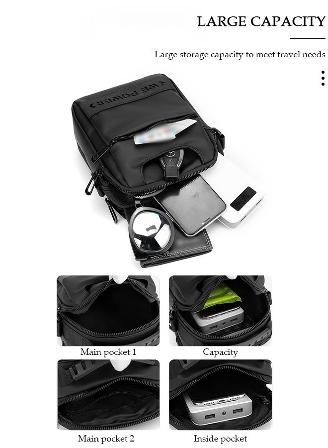 DUNISO Compact Crossbody Bag for Men Waterproof Sling Bag Backpack Multipurpose Cross Body Chest Bag Shoulder Bag Daypack for Travel Hiking Retro Purse Bag with Detachable Strap - Image 2