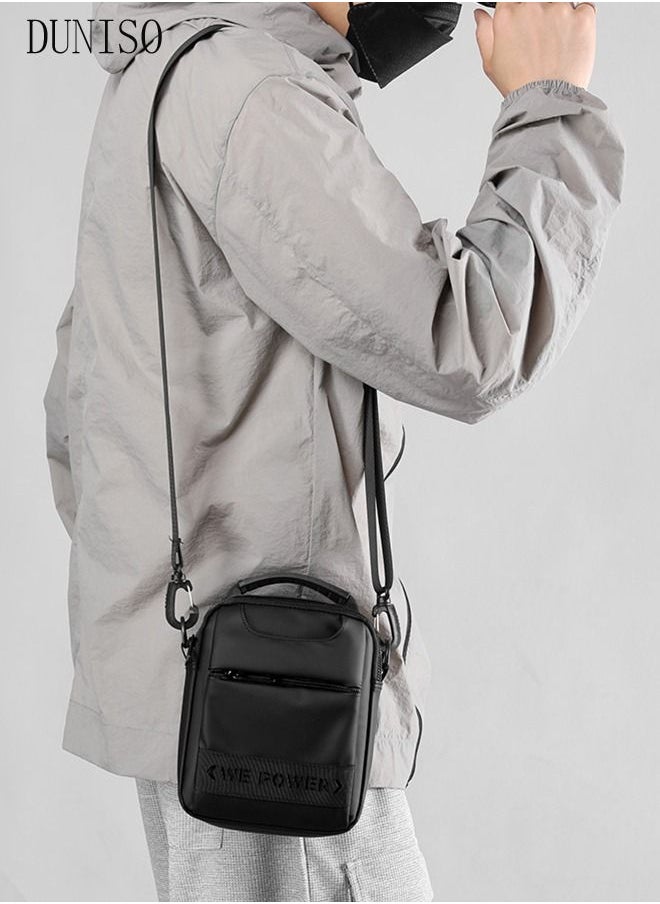 DUNISO Compact Crossbody Bag for Men Waterproof Sling Bag Backpack Multipurpose Cross Body Chest Bag Shoulder Bag Daypack for Travel Hiking Retro Purse Bag with Detachable Strap  - Image 3