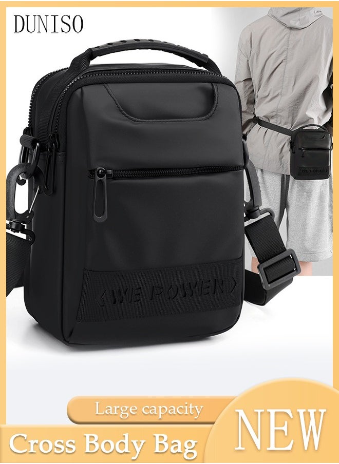 DUNISO Compact Crossbody Bag for Men Waterproof Sling Bag Backpack Multipurpose Cross Body Chest Bag Shoulder Bag Daypack for Travel Hiking Retro Purse Bag with Detachable Strap  - Image 1