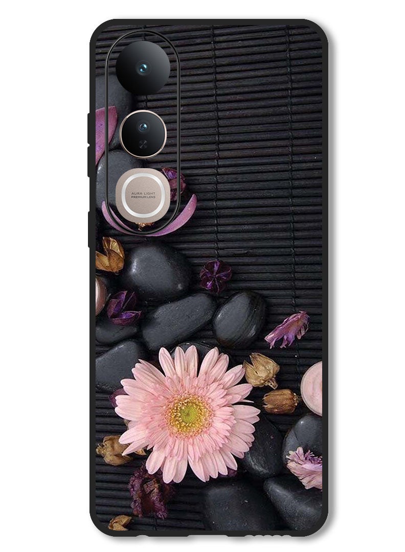 Theodor Case Compatible with Vivo V50 Lite Protection Shockproof Bumper Cover Flowers & Stones - Image 1