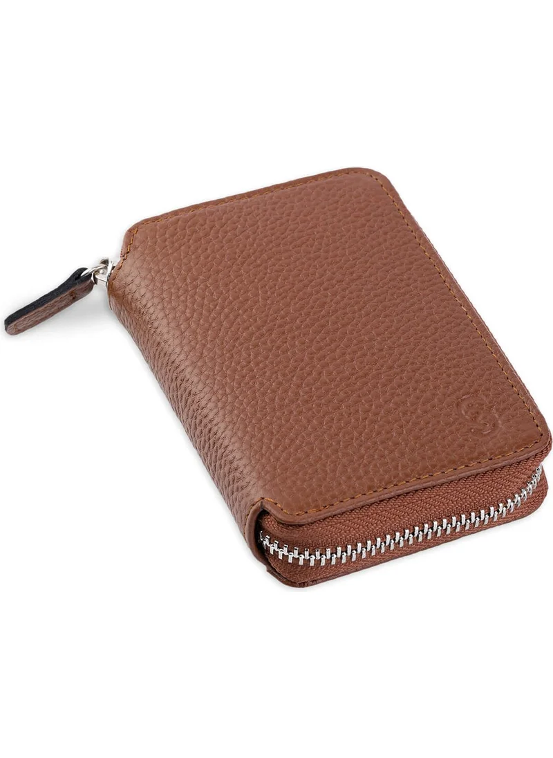 Hatemoğlu Taba Floter 100% Leather Zippered Wallet