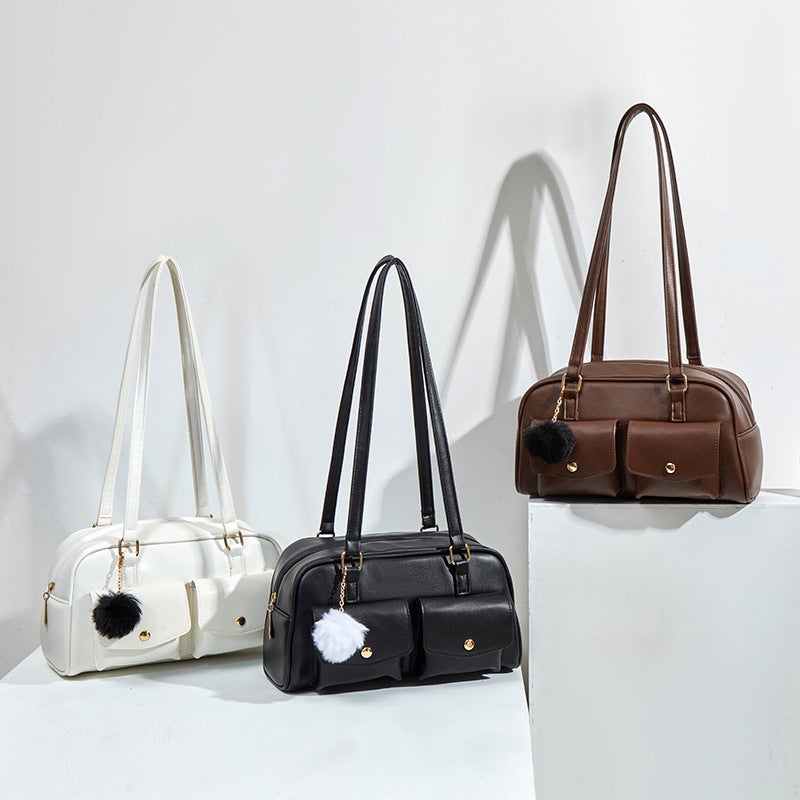 Ladies Large Capacity Shoulder Bag with Pendant - Image 1