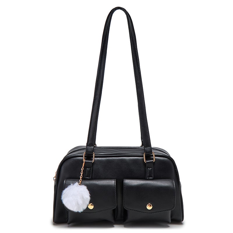 Ladies Large Capacity Shoulder Bag with Pendant - Image 5