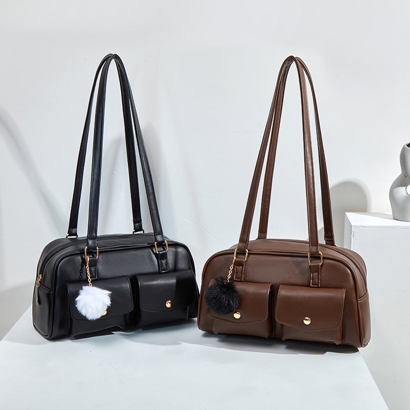 Ladies Large Capacity Shoulder Bag with Pendant - Image 3