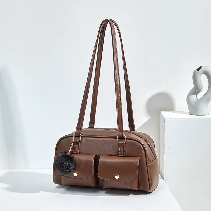 Ladies Large Capacity Shoulder Bag with Pendant - Image 4