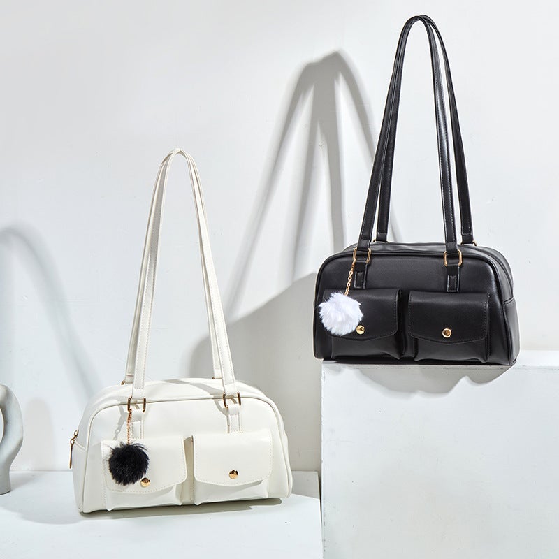 Ladies Large Capacity Shoulder Bag with Pendant - Image 2