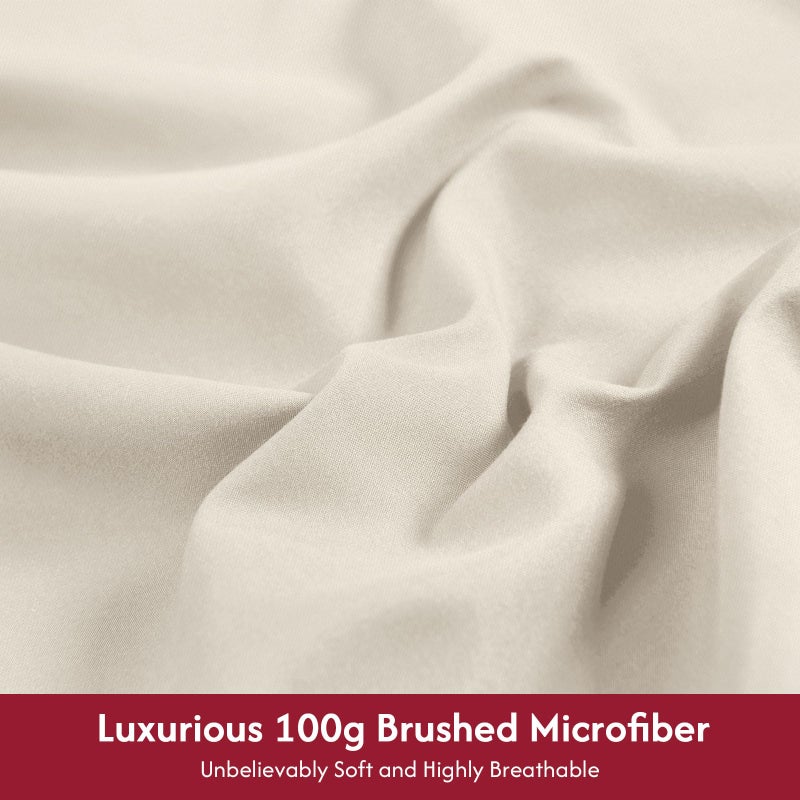 LONAVA Full Size Sheet Set - 6 Piece Hotel Luxury Wrinkle-Free Microfiber Sheet  Oeko-TEX Certified  Breathable & Elastic  16"" Deep Pockets  Cream - Image 2