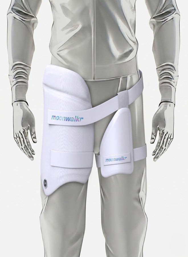 moonwalkr Thigh Guard 2.0 Protective Gear for Batter’s Height (4’5”- 4’8”) Cricket Thigh Pad Cricket Accessories & Equipment Safeguarding Both Your Outer and Inner Thighs White (XS, Left Hand) - Image 4