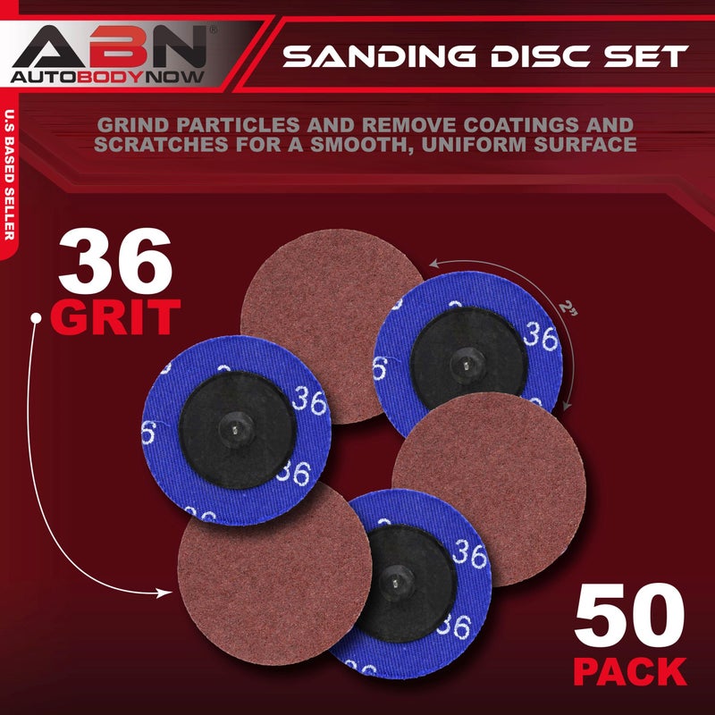 ABN Aluminum Oxide Sandpaper Disc, 50pk - 2in 36 Grit Sanding Disc Set, Circle Sander Pads Abrasive Round Sandpaper - Image 2