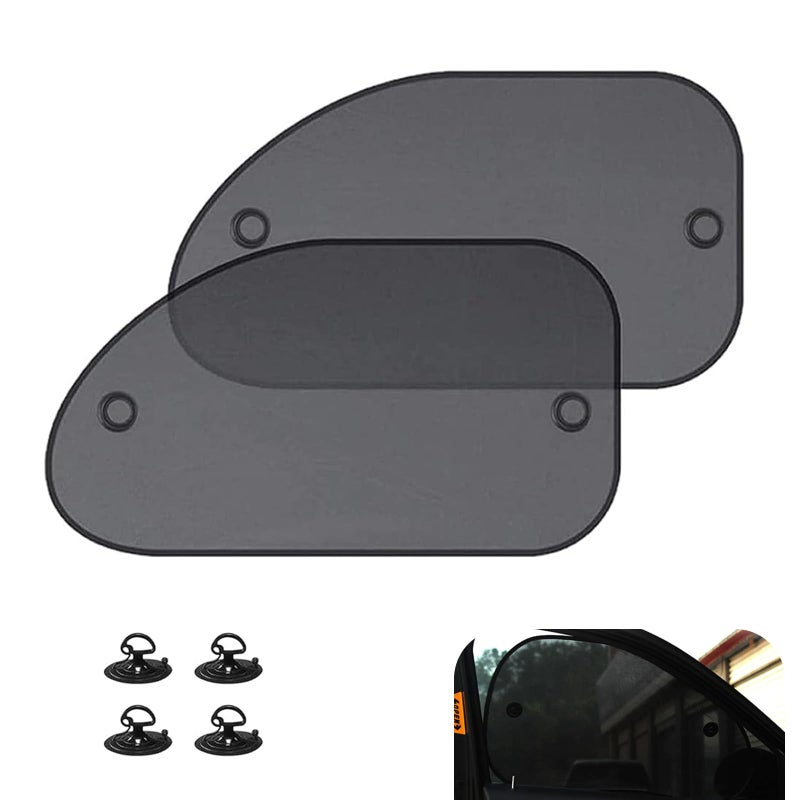 Downhill 2 PCS Car Side Window Sun Shade Sun Protection Breathable Mesh Material Vehicle Window Cover Suction Cup Car Protection Accessory Universal Fit for Most Cars Black - Image 3