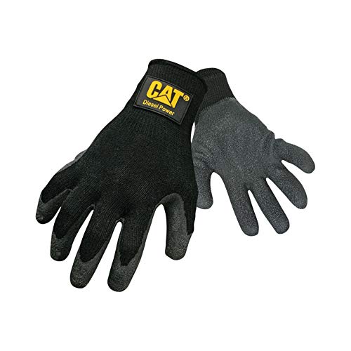 CAT قفازات لاتكس ذات نسيج من كات CAT017400L باللون الأسود كبير قابل للتنفس مع غلاف نسيج بولي كوت مع معصم محبوك ممتد