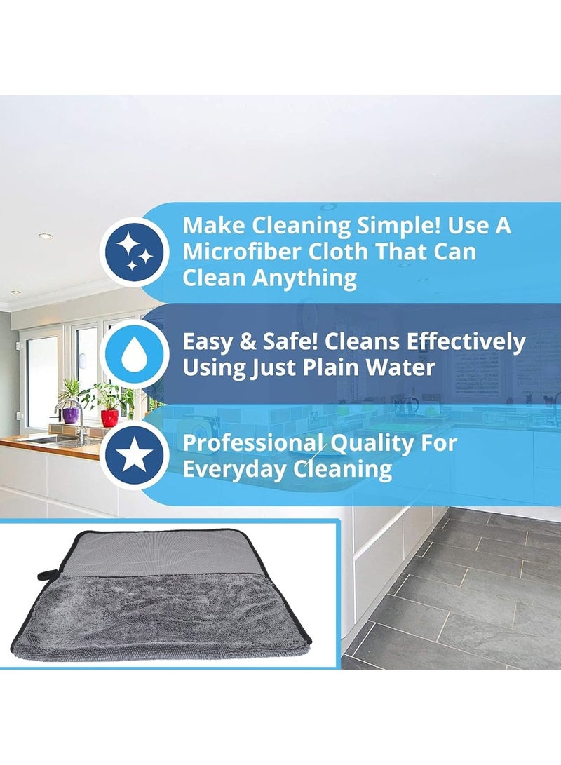 3 اكس ار مناشف 3XR المصنوعة من الألياف الدقيقة المتينة والفعالة باللون الرمادي مقاس 60 سم × 40 سم مثالية للتنظيف بدون خطوط، قطعة واحدة - Image 4