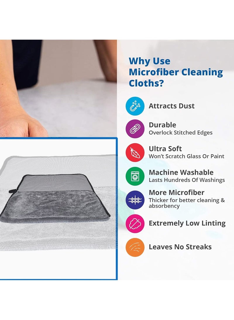 3 اكس ار مناشف 3XR المصنوعة من الألياف الدقيقة المتينة والفعالة باللون الرمادي مقاس 60 سم × 40 سم مثالية للتنظيف بدون خطوط، قطعة واحدة - Image 5
