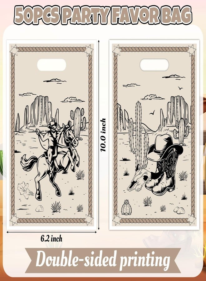 K1tpde Western Cowboy Goodies Bags - 50PCS First Rodeo Bachelorette Party Favor Gift Bags Bulk with Handle for Kids, Cowboy Ranch Western Birthday Party Decoration Wild West Baby Shower Supplies - Image 2