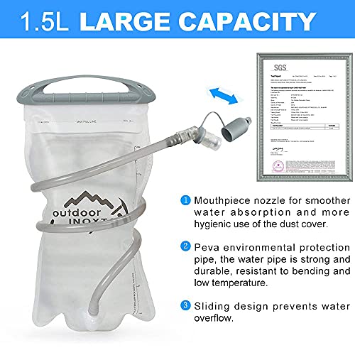 INOXTO Running Hydration Vest Backpack,Lightweight Insulated Pack with 1.5L Water Bladder Bag Daypack for Hiking Trail Running Cycling Race Marathon for Women Men (White) - Image 4