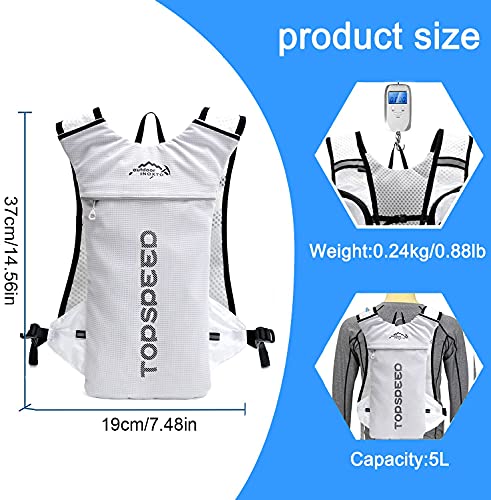 INOXTO Running Hydration Vest Backpack,Lightweight Insulated Pack with 1.5L Water Bladder Bag Daypack for Hiking Trail Running Cycling Race Marathon for Women Men (White) - Image 3
