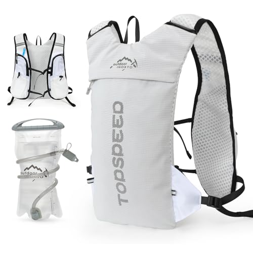 INOXTO Running Hydration Vest Backpack,Lightweight Insulated Pack with 1.5L Water Bladder Bag Daypack for Hiking Trail Running Cycling Race Marathon for Women Men (White) - Image 1