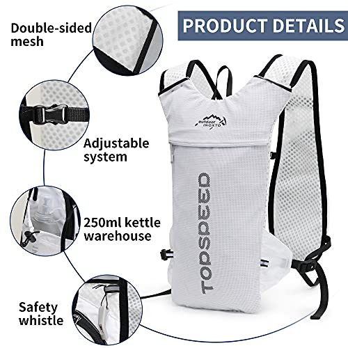 INOXTO Running Hydration Vest Backpack,Lightweight Insulated Pack with 1.5L Water Bladder Bag Daypack for Hiking Trail Running Cycling Race Marathon for Women Men (White) - Image 2