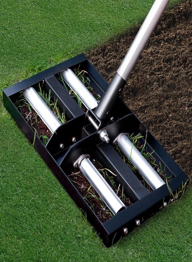 Suchtale Lawn Leveling Rake with Aluminum Rollers, 17"x10" Levelawn Tool, Heavy-Duty Stainless Steel Lawn Leveler with 61" Adjustable Long Handle, Lawn Leveler for Smooth Soil,Garden,Golf Course,Farm - Image 1