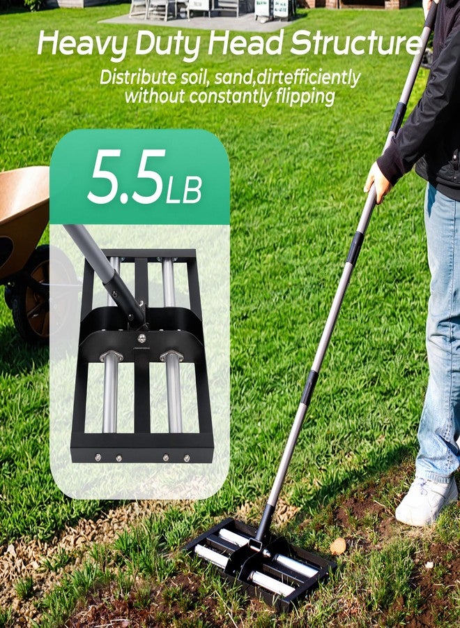 Suchtale Lawn Leveling Rake with Aluminum Rollers, 17"x10" Levelawn Tool, Heavy-Duty Stainless Steel Lawn Leveler with 61" Adjustable Long Handle, Lawn Leveler for Smooth Soil,Garden,Golf Course,Farm - Image 4