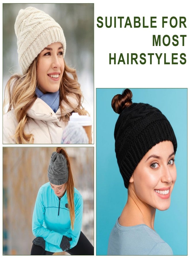 Skicuff قبعة شتوية نسائية دافئة وناعمة من الصوف، مقاومة للماء والرياح، بتصميم ذيل حصان مرتفع، من Skicuff، مكونة من 3 قطع، مناسبة للتزلج في الطقس البارد. - Image 4