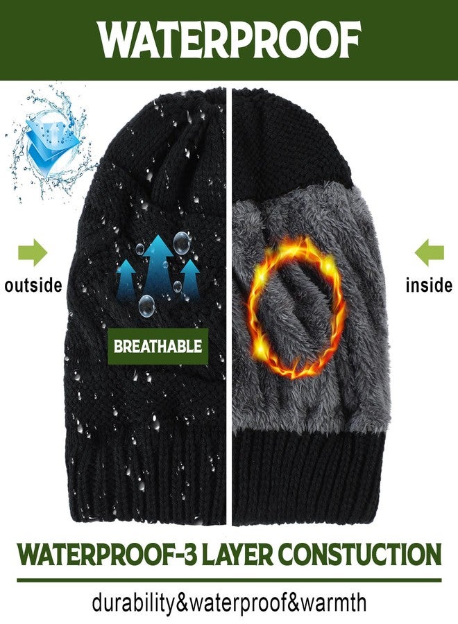 Skicuff قبعة شتوية نسائية دافئة وناعمة من الصوف، مقاومة للماء والرياح، بتصميم ذيل حصان مرتفع، من Skicuff، مكونة من 3 قطع، مناسبة للتزلج في الطقس البارد. - Image 2